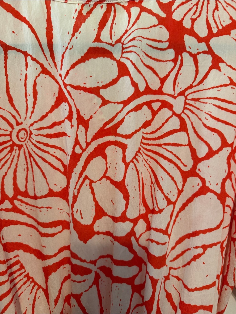 Fig and Flower Orange & White Floral Midi Dress with Tie Waist Resortwear Vacay - Picture 6 of 9